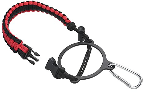 PATIKIL Water Bottle Holder, Paracord Handle Carrying Lanyard Strap Carrier with Ring for 12oz to 64oz Wide Mouth Bottles, Red, Black