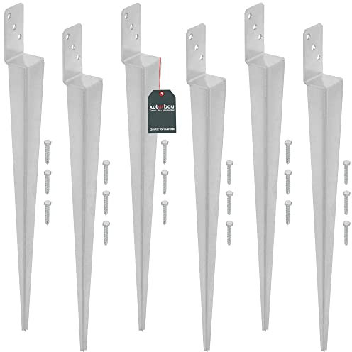 KOTARBAU® Set di 6 supporti per pali da inserire, L 60 x 600 mm, supporto ideale per costruzioni zincate