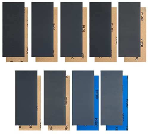 36 Stk Schleifpapier Sortiment Set, Trocken und Nass Schleifpapier 400/600/800/1000/1200/1500/2000/2500/3000 feine Körnung 23 x 9 cm für Wände, Holzmöbel, Stein, Metall Polieren