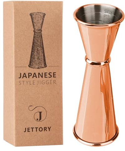 Jettory Jigger Japonais 1oz/2oz - Mesureur de Bar en Acier Inoxydable 304 avec Gravures Intérieures - Jigger à Cocktail Professionnel pour Barman et Mixologie (Or rose)