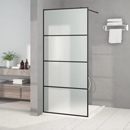 INLIFE Duschwand für Begehbare Dusche Schwarz 90x195cm Matt ESG-Glas,23.84kg,152131