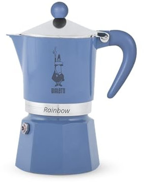 Bialetti Regenbogen-Mokkakanne – Espressokocher für 3 Tassen mit Sicherheitsventil – Celeste Color italienische Herdplatte Kaffeemaschine