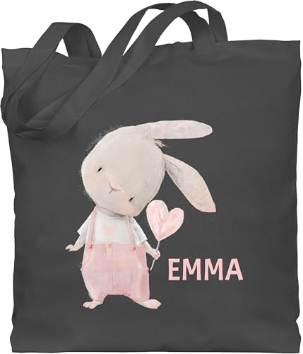 Geschenk mit Namen personalisiert by Shirtracer - Baumwolltasche - Süßer Hase Mädchen mit Name personalisiert I Häschen I Rabbit I Langohr I Süße Hasen