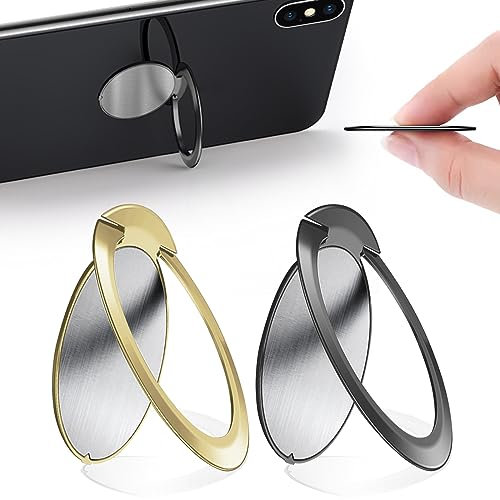2 Pièces Anneau Telephone Portable en Métal, Bague Telephone Portable 1,8 mm Ultra-Mince, Rotation à 360 degrés, pour Tous Smartphones