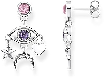 THOMAS SABO Ohrhänger Auge mit bunten Steinen Silber geschwärzt 925 Sterlingsilber, Geschwärzt