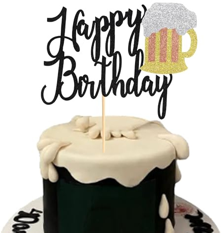 Arthsdite Bierkrug Happy Birthday Cake Topper Cheers Kuchendekoration zum Feiern von Bier Thema Geburtstag Party Supplies