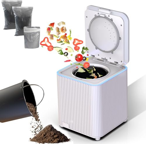 Compostador eléctrico de Cocina Mejorado 2024 con Dos Modos de Trabajo, contenedor de abono de Cocina automático de 3.5 L, Incluye Filtro de Carbono reemplazable para Inodoro, Convierte los residuos