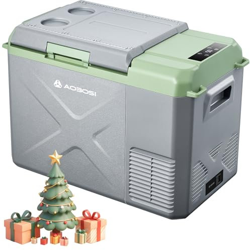 AAOBOSI Kompressor Kühlbox 24L, Kühlbox Auto -20°C bis 20°C, 12/24V DC 100-240 VC Kühlbox Elektrisch für Auto, LKW, Boot, Reisemobil, Camping