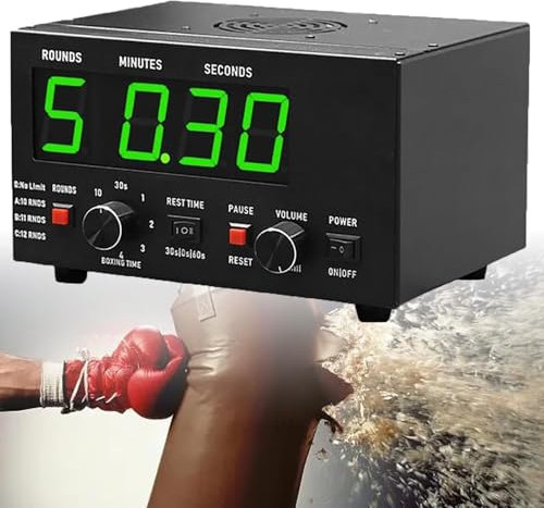 Minuterie D'intervalle De Boxe Classique, Minuterie De Gymnastique Professionnelle Avec Affichage LED, 1 à 12 Tours De Défi Et Buzzer Réglable, Entraînement 30S-10min Et Temps De Repos 0/30/60S,Green