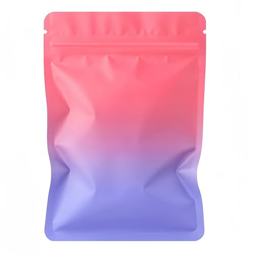 100 sacchetti in mylar, richiudibili, con chiusura lampo, sacchetti Cali Packs, sacchetti in Mylar con chiusura a tenuta ermetica da 3,5 mm, sacchetti per alimenti, gioielli, elettronica (rosso-viola