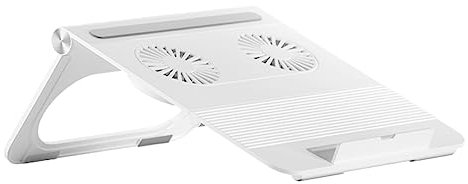 BELLIFFY Laptop Stand and Cooling Holder with Dual Fans for Laptops, Adjustable Height Ergonomic Riser Compatible with Notebook Computers, Portable White Cooling Pad for Home and Office Use