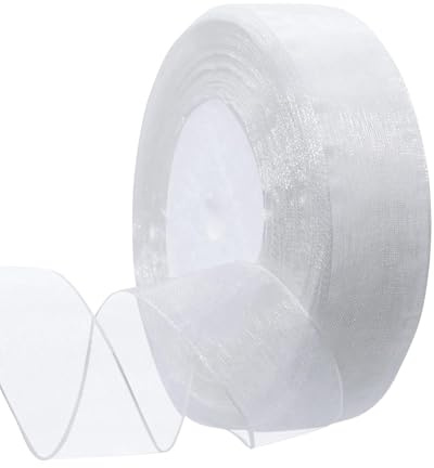 Weißes transparentes Organzaband, 45m X 2cm schleifenband hochzeit, Gift Ribbon, Chiffon for Handmade DIY, Einladungen Dekoration, Handwerk Band für Party Hochzeit Geschenke Basteln Dekoration
