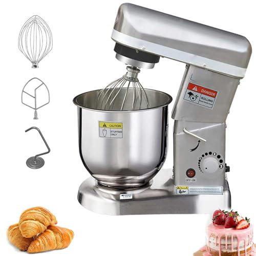LXWKAI Batteur sur Socle, Batteur électrique, Batteur de Cuisine léger et Portable avec Fouet pour pâte, gâteau, Pain, Pizza (Argent 5 L)