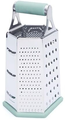 Wintem Rallador manual de 23 cm con 6 lados de diferentes superficies – Cuerpo de acero inoxidable y base de silicona – Herramienta multifuncional para la cocina – Versátil y seguro – Fácil de limpiar