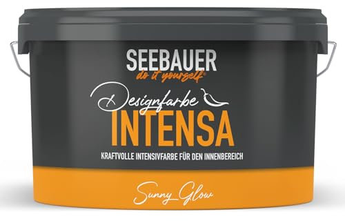 SEEBAUER diy Intensivfarbe INTENSA Gelb 2,5L (Sunny Glow) Edelmatte Wandfarbe Gelb - Innenfarbe sehr hohe Deckkraft - Matt, Abwaschbar und Tropffrei