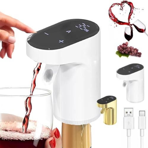 Sipvault - Drink Dispenser Liquor, Sip Vault Drink Dispenser Whiskey, Sipvault Smart Dispenser Alcohol, Electric Wine Decanter Aerator Dispenser Pourer, Adjustable Quantity Liquor Wine Pump (White)