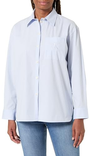Calvin Klein Donna Camicia Poplin Relaxed Oversize, Blu (Halogen Blue), XL