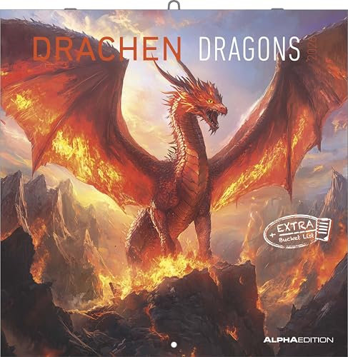 Alpha Edition - Drachen 2026 – Wandkalender 30×30 cm mit fantastischen Drachenmotiven & Poster, 6-sprachiger Broschürenkalender für Fantasy-Fans, Rollenspieler & Liebhaber mythischer Kreaturen