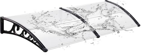 Eikuavons Vordach für Haustür 100x200cm, Überdachung Haustür mit seitenteil, Transparentes Pultbogenvordach aus 6 mm Polycarbonat und Aluminium, Pultvordach, Türdach für draußen Regenschutz