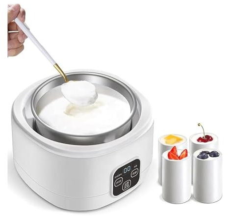 Pink Beryl Yogurtera Completamente Automática, Máquina Eléctrica para Hacer Yogurt De 1L, Fermentador Natto, Calor Uniforme De 360 ​​​​° para Hacer Postres Caseros Frescos Y Saludables