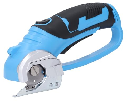 Schnurlose elektrische Schere, 4V wiederaufladbarer Kartonschneider mit Sicherheitssperre und LED-Licht, Rotationsschneider zum Schneiden von Leder, Teppich und Plastik