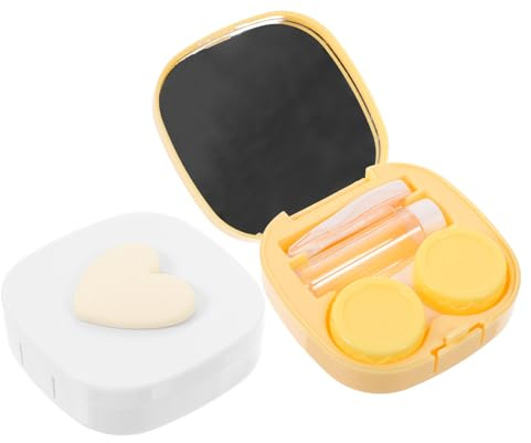 DECORNIJIA 2 Juegos Estuches para Lentes de Contacto Contenedor y Portátil para Lentillas Cosméticas Caja Decorativa Pequeña para Almacenamiento Seguro