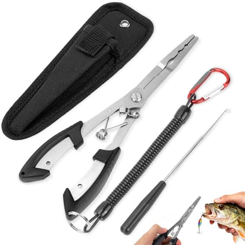 LPZMPZ Fisketång Fisketång Fisketång Tång Avlägsnande av fiskekrok Bärbar Multifunktionell Lång Fiskekrok Set Lossa Tång Stål Gädda Tång