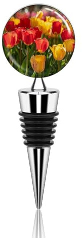 Wine Bottle Stoppers Tulips Blooming Images Bottle Stoppers Reusable Bottle Saver Sealer Wine Corks for Wine Champagne Prosecco Beer Spirits Collection