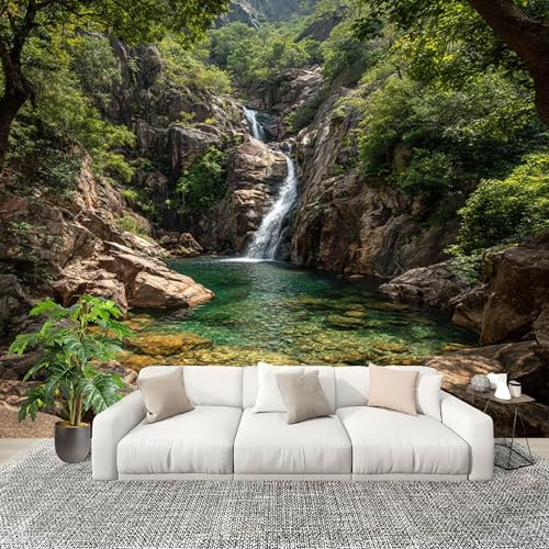 Papel Tapiz 250x175cm Cascada De Plantas De Paisaje Decoración De Pared Sala Cuarto Oficina Salón Papel Pintado a Prueba de Humedad Verde Fotomural limpiable - Mural de Papel Pintado