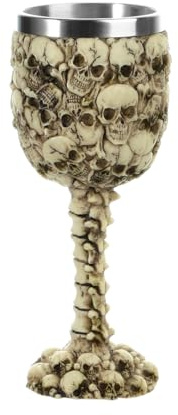 Stainless Steel Skull Wine Goblet Resin Skeletal Beer Cup Gothic Viking Warrior Skull Mug Medieval Drinkware Wineglasses Sacrifice Wine Chalice Cup Whiskey Cocktail Drinking Mug Halloween Bar Decor
