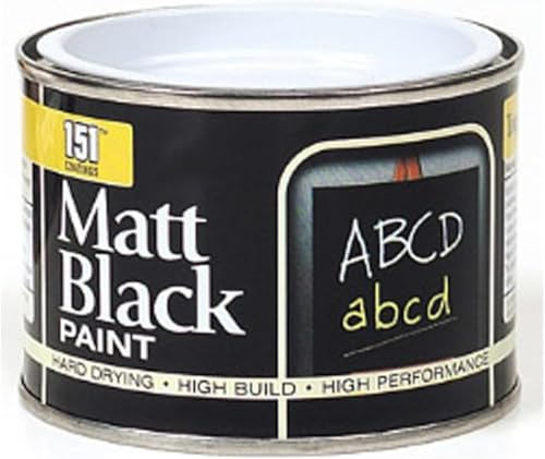 UHR 151 Matt Black Paint, Hard Drying, Fast-Drying, Flawless Finish, Protection Against Wear, Scratches, Indoor And Outdoor Use, Ideal For Chalkboard, Artistic Designs, 180ml