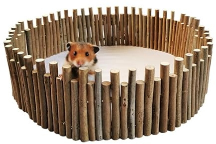 Hamster träbro, 60 cm flexibelt trägömställe och dörrstaket, stående klätterplattform och tuggleksak, obehandlat björkträ, burtillbehör för möss, racingmus, chinchilla, tuggsäker och luktfri