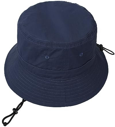 Generisch Anglerhut Bedrucken Sonnenhut Frühling Einfarbig Strand Sonnencreme Becken Hut Hut Cap Mit Ringen (Navy, One Size)