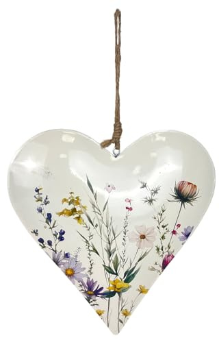 21 Herzanhänger Metall weiß, bunt 21 cm – Deko zum Muttertag, Valentinstag & Geburtstag | Herzen zum Aufhängen