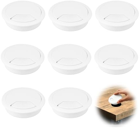 8 pasacables 60mm Blanco para Escritorio, gestión Cables hogar y encimera | Calidad confiable, diseño práctico y uso versátil para las necesidades diarias.
