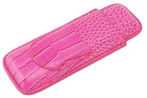 HUSHUI Cigarrfodral Hållare Vintage Läder Bärbar Humidor för Män Gift Anniversary 2 Cigarrer (Rosa)