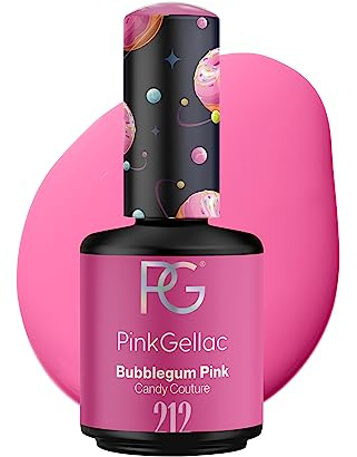 Pink Gellac Gel Nagellack UV, Veganes Nagelgel - 212 Bubblegum Pink 15 ml | Gelnagellack für UV Lampe, Einfache Anwendung Nail Polish für 14 Tage Salonqualität, Gellack Made in Holland