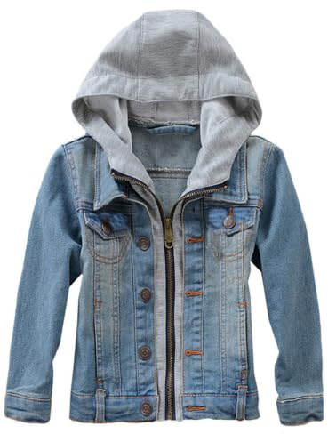 FTCayanz Enfants Manteau en Denim Garçons ou Filles Casuel Veste à Capuchon
