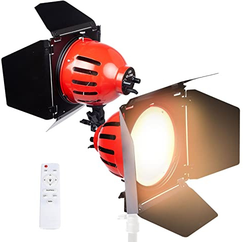 Video Studio Red Head Spotlight Dimmable, 50W Bi-color LED Continuous Spot Light, Fill Light for Portrait Photography Film Shooting Photo Lighting