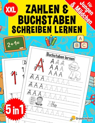 Zahlen Und Buchstaben Schreiben Lernen: Vorschule Übungshefte Ab 5 Jahre Für Junge Und Mädchen, Auch Für Kindergarten Und Grundschule (XXL Vorschule ... Mädchen - Topfit für den Schulstart, Band 2)