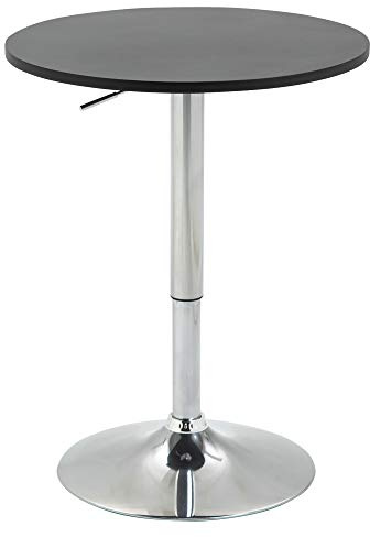 HOMCOM Mesa de Bar Regulable en Altura con Base Redonda Ø60x69-93 cm Negro