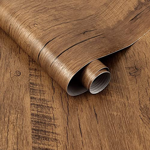 CiCiwind Film Adhésif Marron en Bois De Chêne 60 cm x 500 cm Vinyle Effet Naturel pour Chambre Armoire Cuisine Table