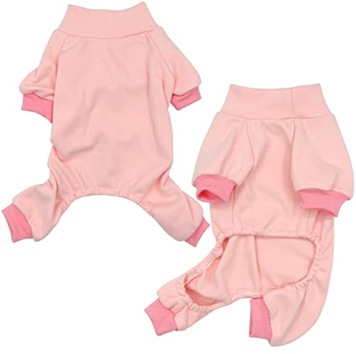 HuaLiSiJi Hundepyjama Kleine Hunde Schlafanzug,Elastisch und Bequem Weich und Warm Einfach an und Auszuziehen für Kleine und Mittelgroße Hunde Geeignet (S, Rosa)