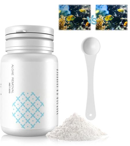 Algae Repellent Agent,Fish Tank Pond Cleaning Powder,Moss Remover with Spoon,Algae Remover Aquarium,Clears Green Water and Algae,Quick Clear Aquarium Treatment,Natural, Plant Friendly, Safe for Fish