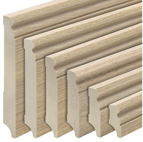 Sockelleiste MDF Holz-Optik Eiche foliert Hamburger/Berliner Profil Modern - 80mm