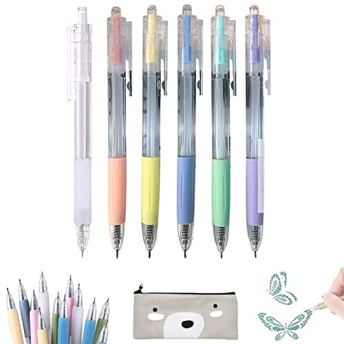 Pnedeodm 3/6/12 Stücke Morandi Cartoon-Muster Student Utility Knife Pen, Craft Cutting Tool Paper Pen Cutter Knife, Creative Retractable Carving Pen Knife für Office und Home DIY Use (C-6Pcs)