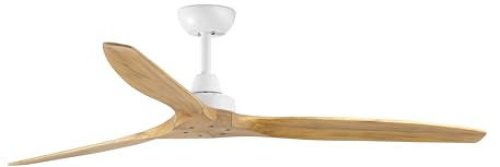ventyly / Morelos/Ventilador de Techo Blanco y palas de madera / 152 cm, 6 Velocidades, Silencioso, Mando a Distancia, Verano-invierno, motor DC, temporizador, modo brisa
