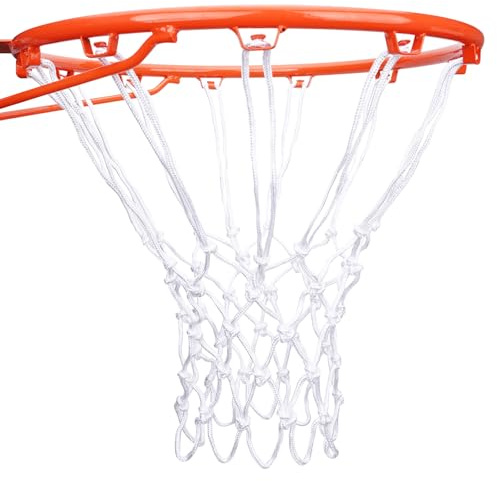 [2 Packs] Sieqioor Professional Basketball Net Replacement Heavy Duty, Durable Basketball Nets in All Weather Anti Whip, Fits Standard Indoor Outdoor Rims 12 Loops (White) with Basketball net Bag