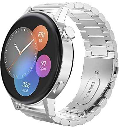 MoKo Metall Armband Kompatibel mit Huawei Watch GT 6/5/4/3/2/2e/Runner 46mm | für Watch 5/4/4 Pro/3 46mm/Buds, 22mm Edelstahl Armband, für Damen und Herren, Professioneller Look, für Beruf und Büro