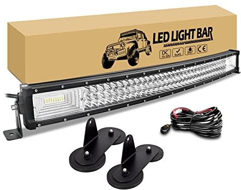 RIGIDON Arbeitsscheinwerfer Gebogen 32 Zoll 80 cm 405W Led Light Bar Kit | 12V Kabelbaum Kit, Led Balken Auto Magnet Halterung, Wasserdicht Offroad Zusatzscheinwerfer für 4x4 SUV ATV KFZ LKW Fahrzeuge